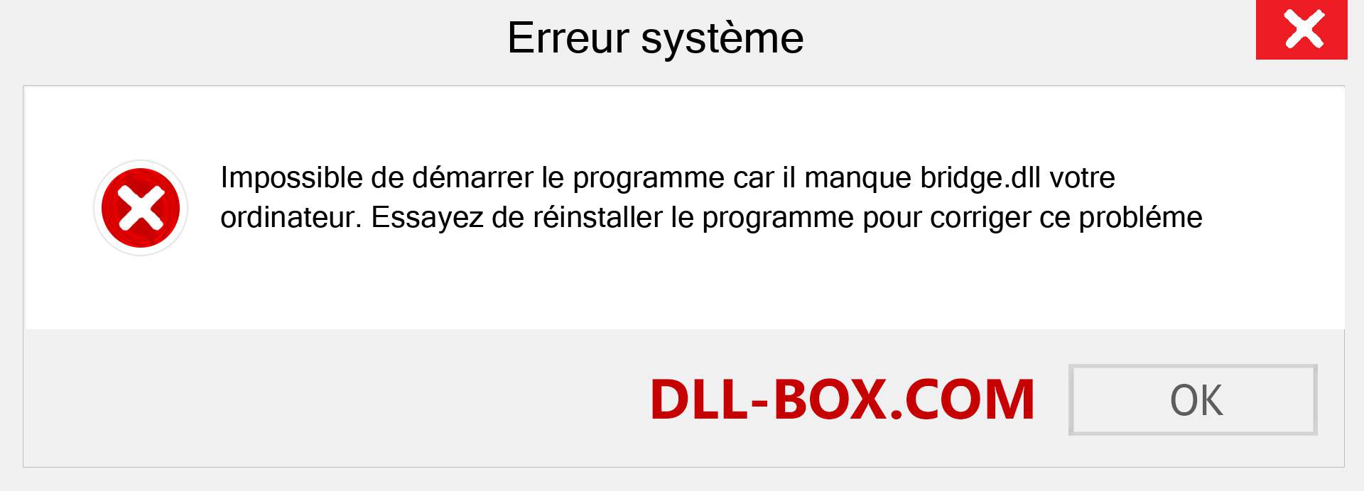 Le fichier bridge.dll est manquant ?. Télécharger pour Windows 7, 8, 10 - Correction de l'erreur manquante bridge dll sur Windows, photos, images